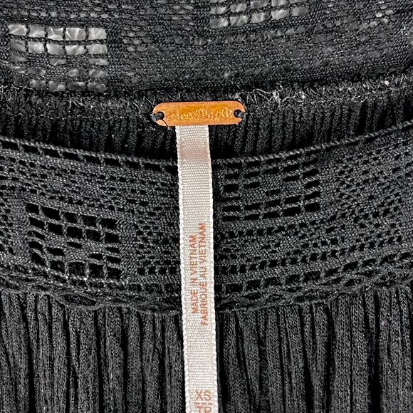 Free People Sweet Thing Bohemian Tunic Dress Witchy XS Black Crochet Whimsygoth - Picture 5 of 9